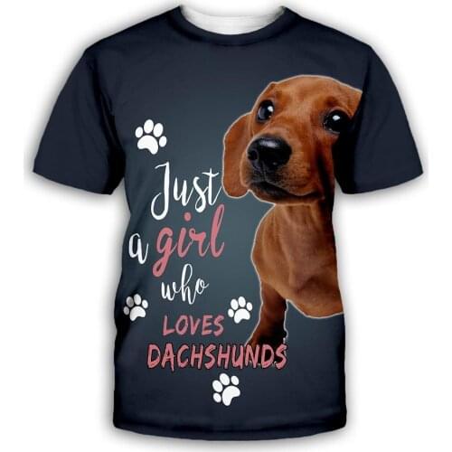 CLOOCL Love Dachshunds Letter Men T-shirts Animals Series Men Clothing Pets Paw 3D Printed Tops Women Casual Harajuku Streetwear