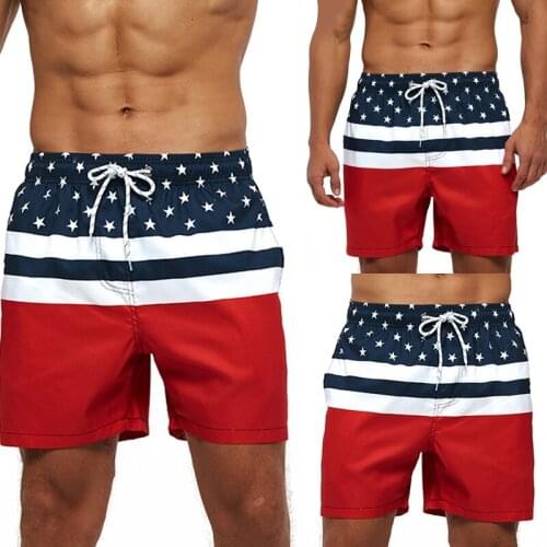 Mens Swim Trunks, Quick-Drying Sports Swim Shorts, Mesh Lining and Pocket Red