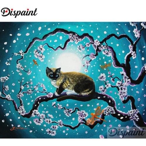 Dispaint Full Square/Round Drill 5D DIY Diamond Painting "Flower cat scenery" 3D Embroidery Cross Stitch Home Decor Gift A12002
