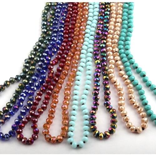 Wholesale Long knotted 5X8 Glass Crystal Necklace