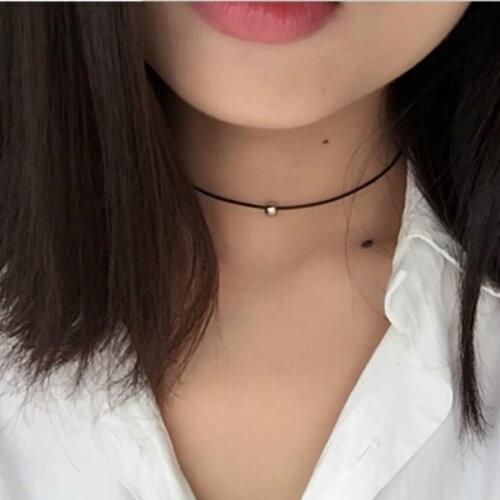 New popular womens jewelry simple pure black leather transfer beads necklace accessories Chinese fashion jewelry