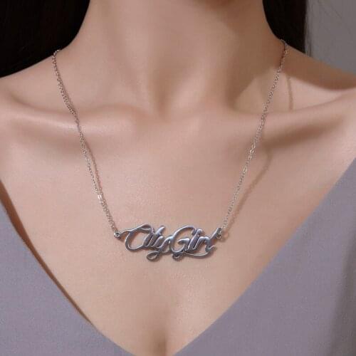 City Girl Alphabet Pendant Necklace Name Necklace Pendant Long Chain Fashion Pendant Necklace Jewelry Couple Gift Necklace