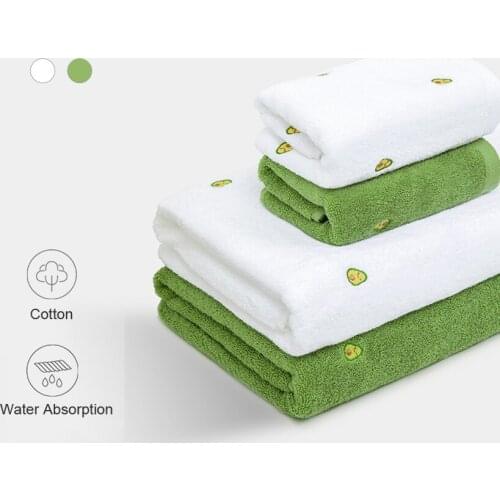 Avocado Embroidered Towels Face Bath Towel 100% Cotton Adults Kids Strong Water Absorption Large Thick Shower Serviette de bain