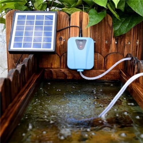 Durable Small Solar Powered/DC Charging Oxygenator Fishing Air Pump low noise large air volume Water Oxygen Pump Pond Aerator