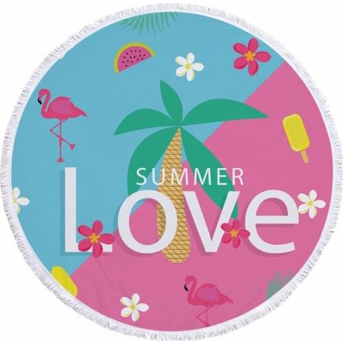 Drop shipping Summer Coconut tree 150CM Round Beach Towel With Tassels Microfiber Large Beach Sporting Towels Adult bath towel