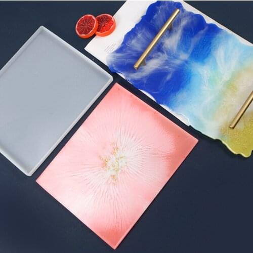 Rectangular Large Fruit Plate Resin Mold Table Tray Cup Pad Containing Box Plate Coaster Crystal Resin Silicone Mold Home Decor
