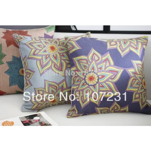 Colorful 45cm Square Vintage Retro Floral Three Color for Choose Linen Cushion Cover Home decor Zip Openner 3pcs/lot