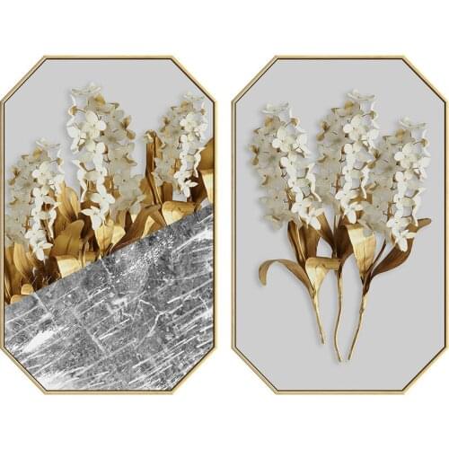 Hand Painted Golden Leaves Creative Hanging Painting Modern Simple and Light Luxury Painting Abstract Living Room Decorative