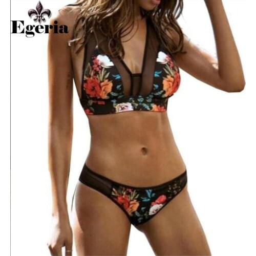 Sexy Floral Bikini 2021 Women Swimwear Female Swimsuit Two-pieces Bikini set Bather Padded Bathing Suit Swim Wear Lady