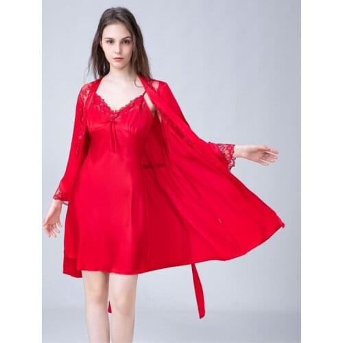 Spring Summer Pijama 100% Mulberry Silk Womens Pajamas Dresses Sling Skirt Robe Kimono Pajama Sets Female Home Clothes Sleepwear