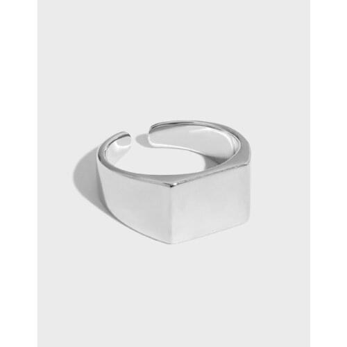 SHANICE Korean S925 sterling silver open ring All-match geometric square smooth face Ring Big Wedding Rings For Women Men Luxury