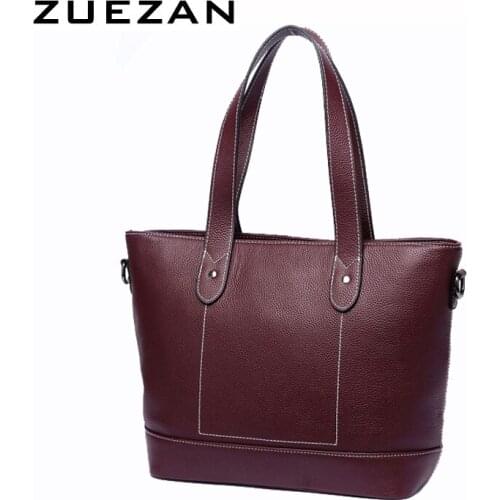 Shoppers Tote Shoulder Bag, Female 100% Real Cows Skin, Womens Genuine Leather Bag, Full Grain Leather D017