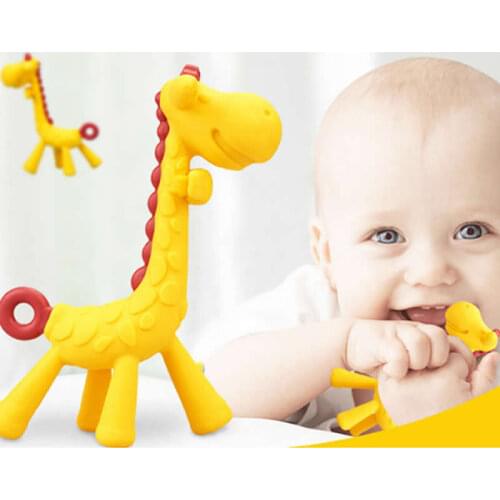 Baby Teether Cartoon Teething Nursing Silicone Baby teeth that fawn molar rod giraffe to bite the teether safty