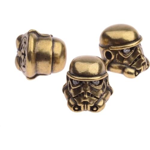 DOUWEI Vintage DIY Copper Beads For Jewelry Making Micro Pave White Zircon Skull Beads For Men Bracelet Brass Spacer Bead