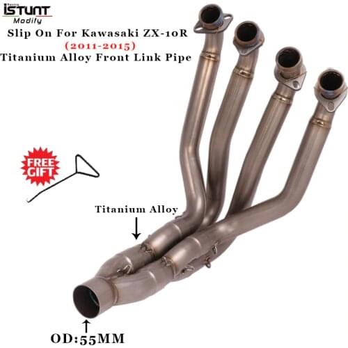 Slip on Full System Motorcycle Exhaust Escape For Kawasaki ZX-10R zx10r Modified Titanium Alloy Connect Front Mid Link Pipe