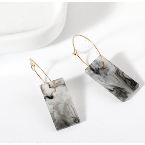 CRLEY 2019 New Gold Round Hoop Earrings for Women Square Gray Natural Dangle Female Models Vintage Charm Jewelry