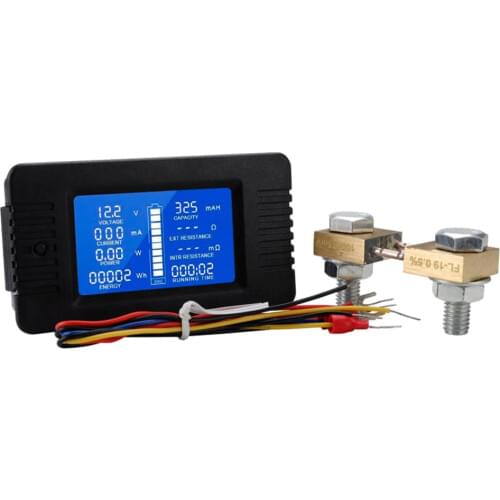 Lcd Display Dc Battery Monitor Meter 0-200v Voltmeter Ammeter Fuel gauge battery tester
