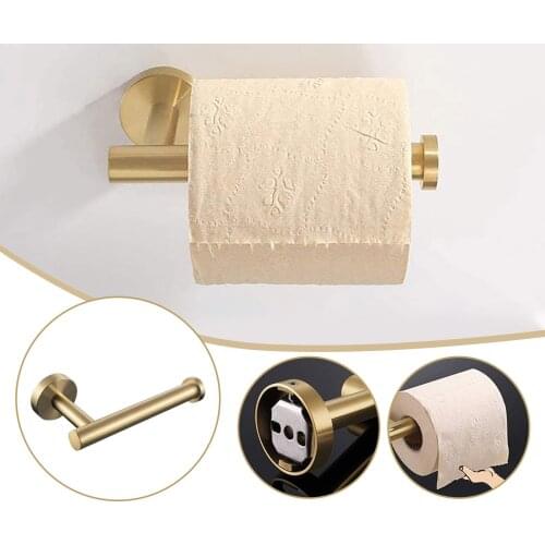 Golden Towel Rack Toilet Roll Holder Toilet Paper Holder For Bathroom Stick On Wall Stainless Steel Household Toilet Paper Racks