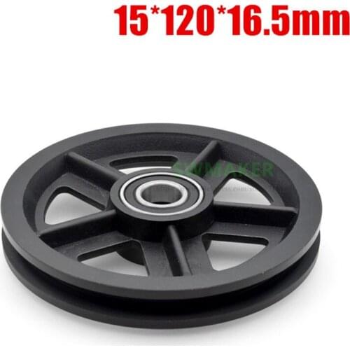 1pcs 15*120*16.5mm groove U-shaped nylon wheel for American barn door, 6002RS bearing pulley/track overhead crane/guide wheel