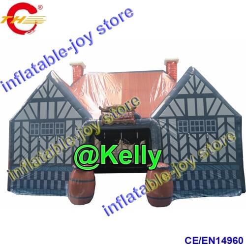 10*5*5mH free door shipping blow up pub tent with barrels, giant blow up pub for sale