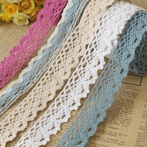 2 Yards/lot 2.5CM Patchwork Cotton Crocheted Lace Ribbon Wedding Party Craft Apparel Sewing Fabric DIY Handmade Accessories