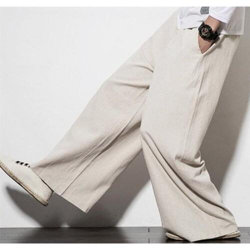 2021 Autumn Plus Size Hip Hop wide leg Pants Men Casual Loose Trousers big size cotton linen pants Joggers M-5XL 6xl 7xl
