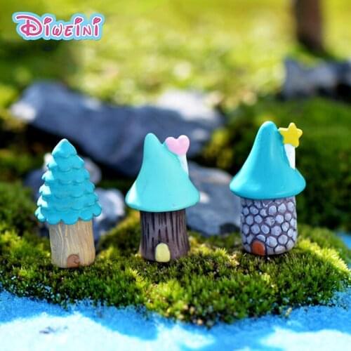 3pcs Christmas Figurine Tree House model Cartoon figures Girl Boy toys anime Figurine home decoration Resin Craft Play House Toy