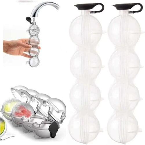 4 Cavity Ice Ball Mould maker Whiskey Ice mould Kitchen Tool Silicone Ice Cream Tools Ice Grid Round Homemade Ice Ball