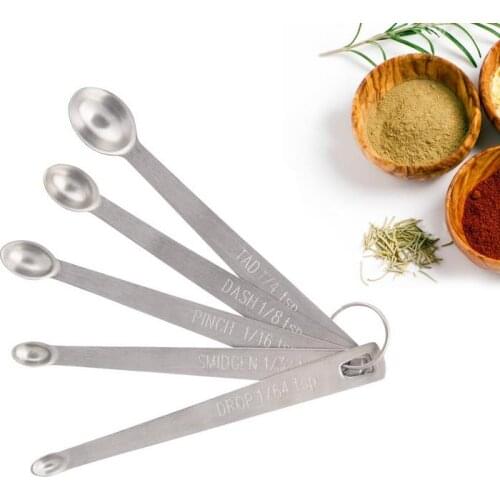 5pcs set mini Measuring Spoons Stainless Steel Round Measure Spoon for Liquid Sugar Cake Baking Spoon kitchen Tools SN95