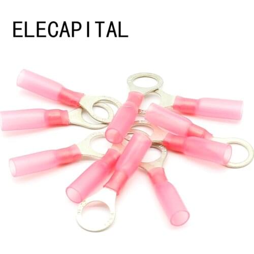 50pcs RV1.25-8 Red Ring Insulated Wire Connector Crimp Terminal Cable Connector waterproof Thermal shrinkable terminal