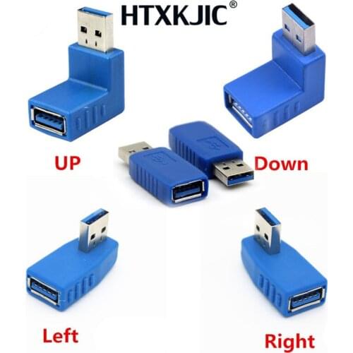 90 degree USB 3.0 A male to female Vertical Left right Up Down angled adapter USB 3.0 M/F Connector for laptop PC Computer Blue