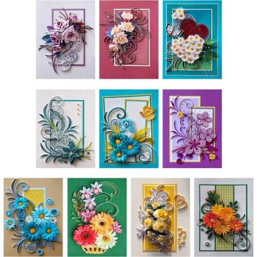 Diamond Painting Quilling paper painting flowers Full Round Rhinestone Wall Craft Paper gift paper flower Home Decorative