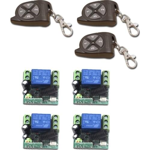 Factory Price DC12V Mini 1CH RF Wireless Remote Control Switch System 4pcsReceiver+3pcsRemote Control Transmitter for Smart Home
