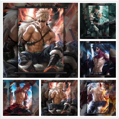 Boku no My Hero Academia Bakugou Katsuki Todoroki Shoto Midoriya Izuku Anime manga wall Poster Scroll C