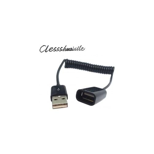 Black USB 2.0 A type male to female stretch data extension Cable for PC Laptop 20cm short spring Coiled wire