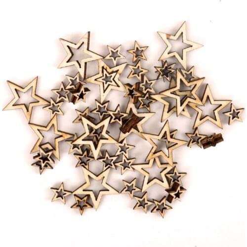 Wooden Hollow Star Shape Scrapbooking Embellishments Craft Handmade Home Wedding Decoration Accessory DIY 10-20mm 50pcs MZ256