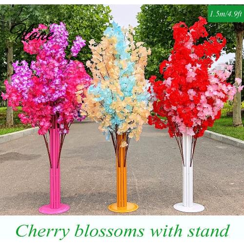 Flone Wedding arch marriage artificial flowers decoration fake cherry blossoms backdrop stand road lead decor