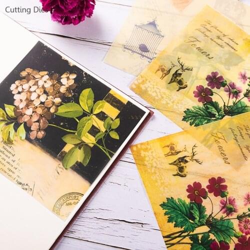 Vintage Plants Flower Printed Vellum No Adhesive Paper Stickers For Scrapbooking Card Making Happy Planner Junk Journal Project