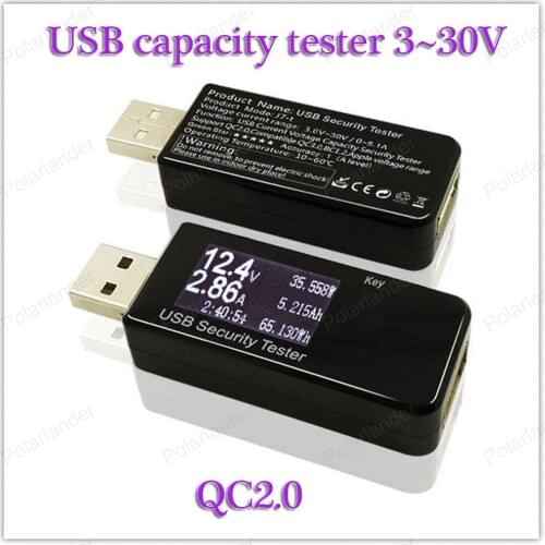 Hot QC 2.0 USB charger doctor voltmeter ammeter meter 5V 9V 12V 30V Capacity power Current Voltage Detector Portable Tester