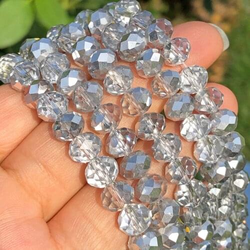 Faceted Rondelle White Sliver Austrian Crystal Glass High Quality Loose Spacer Beads For Jewelry Making Diy Bracelet 4/6/8MM