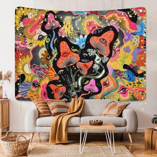 Mushroom Psychedelic Eyes Tapestries Hippie Home Decor Aesthetic Room Decor Boho Decoration Home Decor Tapiz Decoration Mural