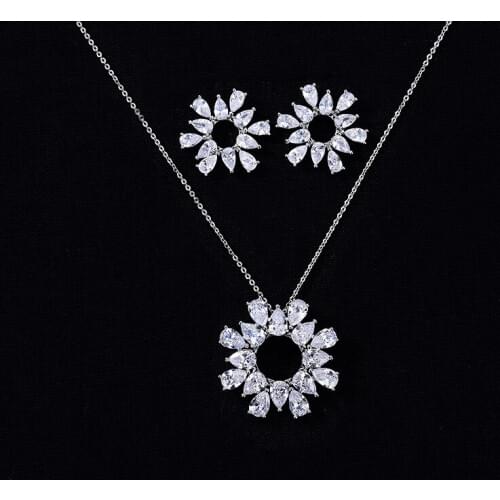 Jewelry Set HADIYANA Charming Romantic Women Party Necklace And Earrings 2pcs Set High Quality Zirconia CN1306 Conjunto de joyas