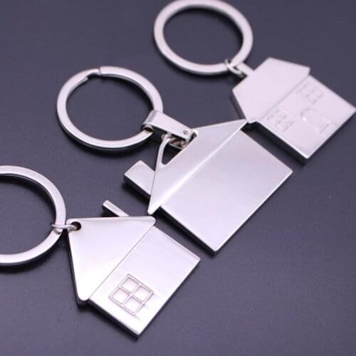 Creative Zinc Alloy House Shaped Keychains Metal Cottage Keyrings Family Key Chain Wedding Party Gift LX2851
