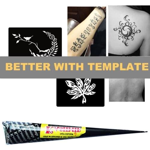 1 Pcs Tattoo Paint Cream Temporary Waterproof Drawing Body Art Tattoo Black Herbal Paint Body Natural Paint Stencil Kit J8T3
