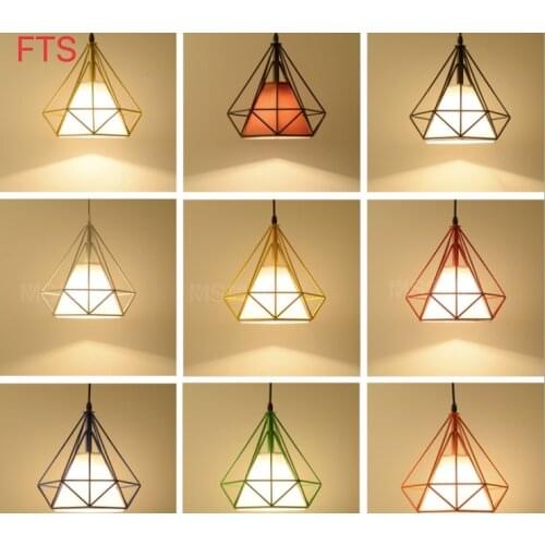 Nordic modern minimalist wrought iron restaurant single head chandelier creative three head loft lamp art diamond chandelier