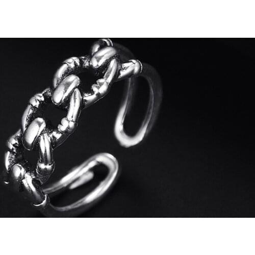 Trendy Vintage Knot Shape Antique Silver Plated Punk Hiphop Rock Style Resizable Ring for Women Girl Retro Party Jewelry