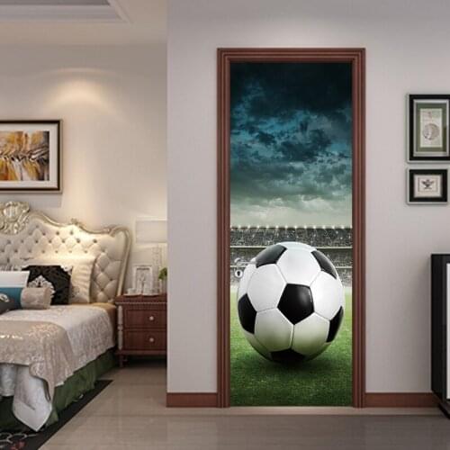 Hot Door Mural Football Sport Door Sticker DIY Self-adhesive Waterproof Wallpaper Poste for Home Decoration Gift