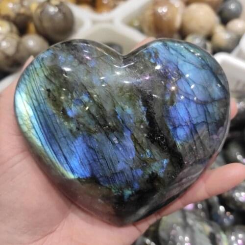 Natural Labradorite Heart Crystal Rough Polished HEALING