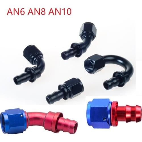 Car Parts AN6 90 45 120 Degree Aluminum Alloy Push On Oil Fuel Gas Line Hose Pipe End AN Fitting push-on Adapter