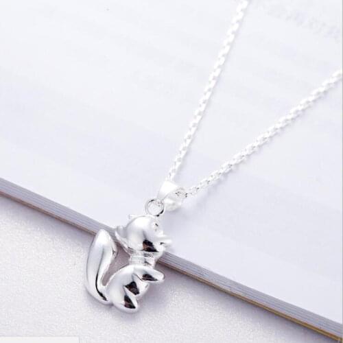 New Fashion Simple Exquisite Cute Animal 925 Sterling Silver Jewelry Personality Squirrel Clavicle Chain Pendant Necklaces N197